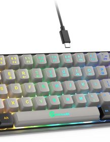 65% Gaming Keyboard, Wired Backlit Mini Keyboard, Ultra-Compact Anti-Ghosting No-Conflict 68 Keys Membrane Gaming Wired Keyboard for PC Laptop Windows Gamer